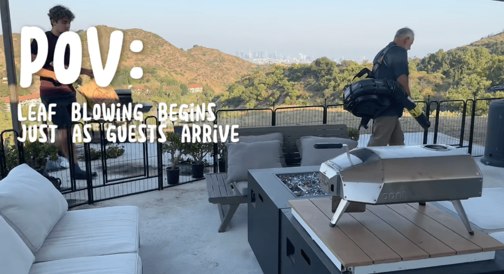 leaf blowing the patio